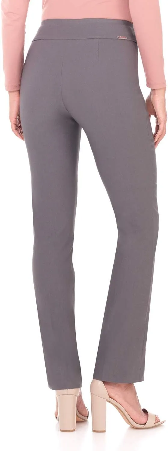 Rekucci Women's Ease Into Comfort Stretchy Straight Leg Office Pant with Tummy Control