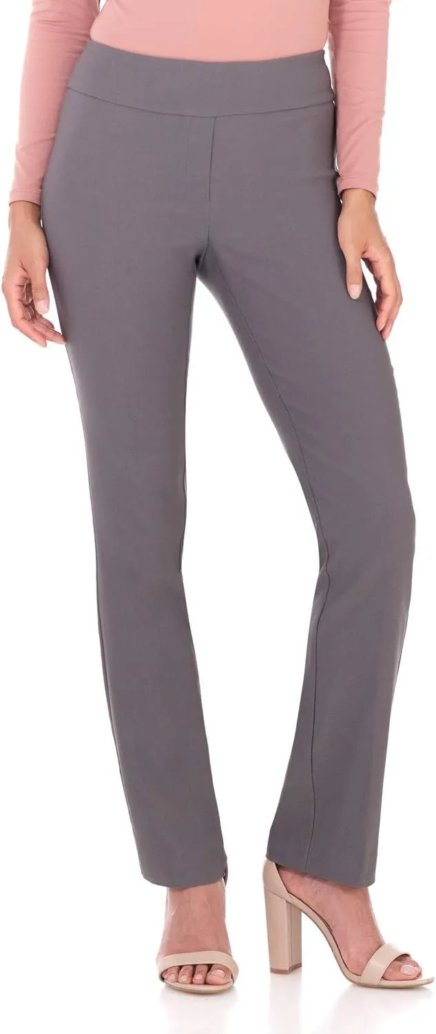 Rekucci Women's Ease Into Comfort Stretchy Straight Leg Office Pant with Tummy Control