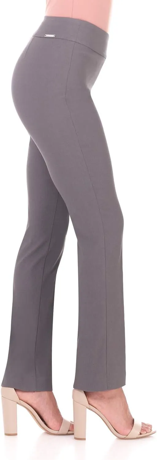 Rekucci Women's Ease Into Comfort Stretchy Straight Leg Office Pant with Tummy Control