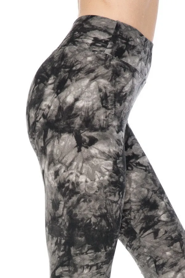 Relaxing Time Banded Lined Multi Printed Knit Legging With High Waist Grey