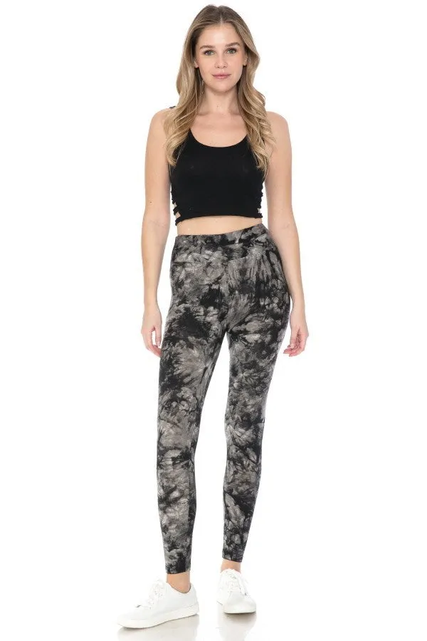Relaxing Time Banded Lined Multi Printed Knit Legging With High Waist Grey