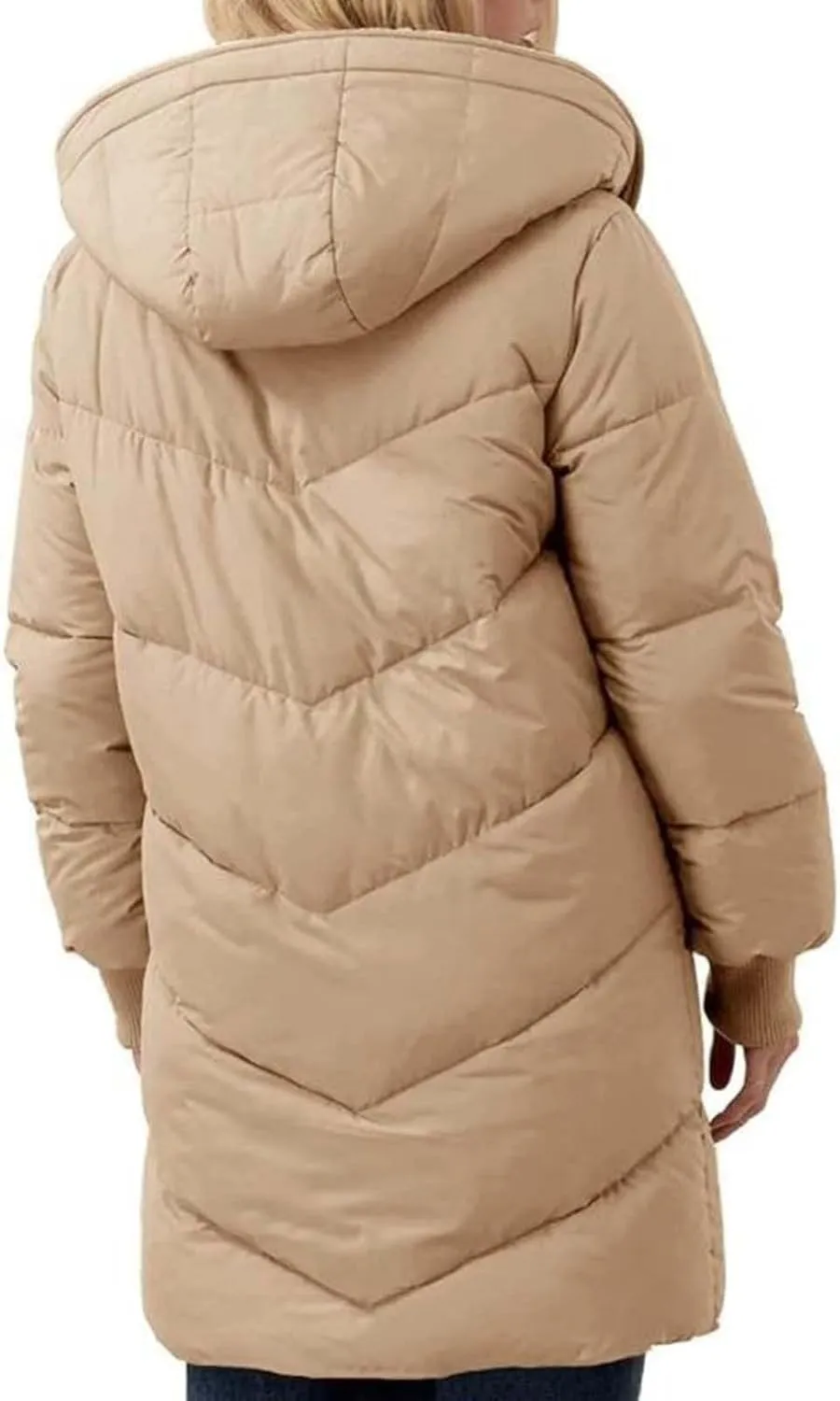 Reversible Fuf Fleece Lined Hood Puffer Jacket Lightweight Winter Coat Long Puffer Coat Coats for Women Ladies