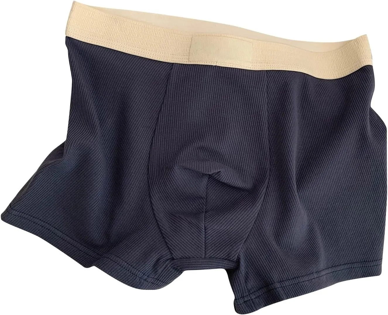 Rib Cotton Boxer Briefs for Men Casual Soft Underwear Mens Plain Breathable Boxers Ribbed Trunks Underwear