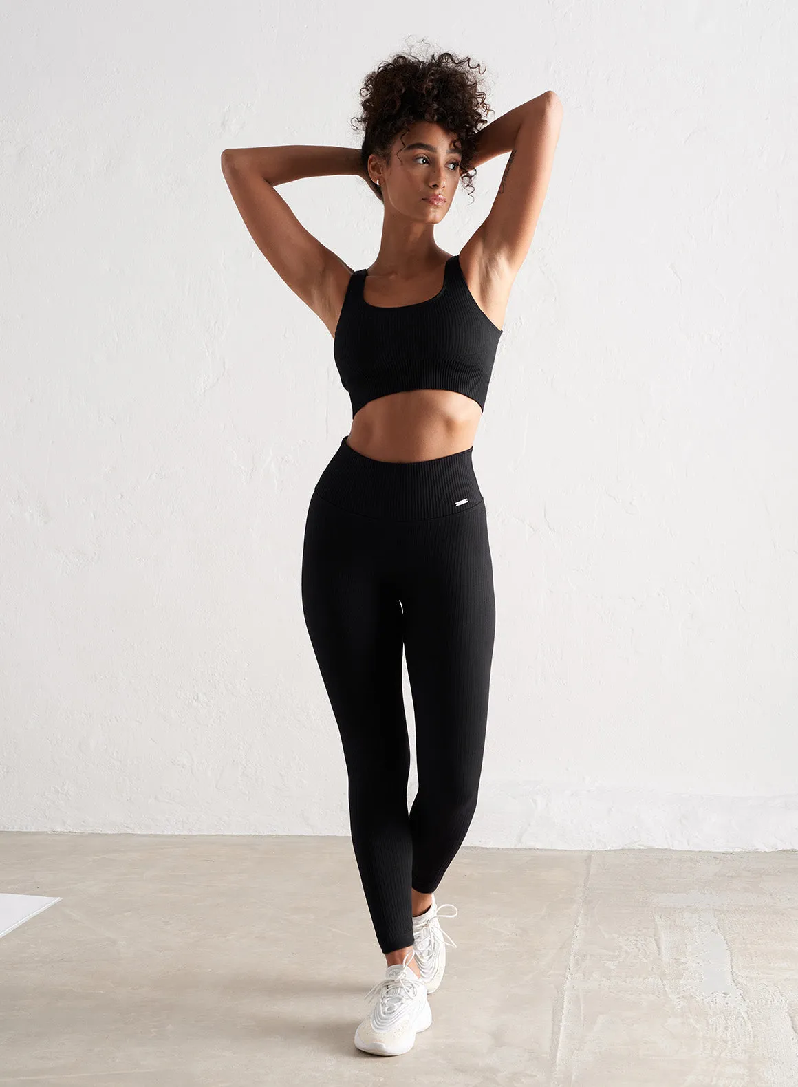 Ribbed Seamless Full Length Tight | Black