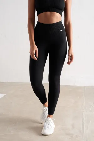 Ribbed Seamless Full Length Tight | Black