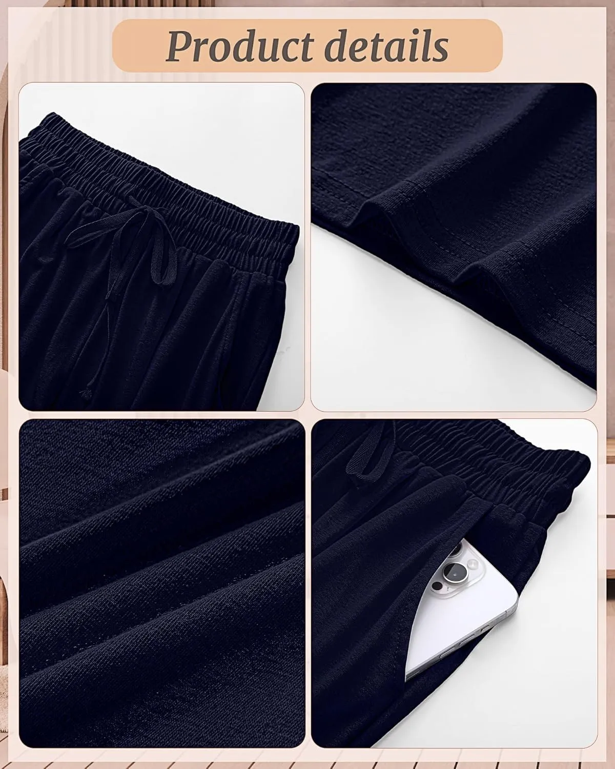 Riyiper 3 Pack Women Causal Capri Pants Drawstring Lounge Yoga Capri Sweatpants Loose Wide Leg Crop Trousers with Pockets