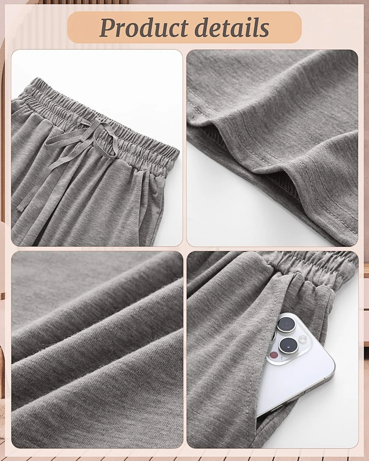 Riyiper 3 Pack Women Causal Capri Pants Drawstring Lounge Yoga Capri Sweatpants Loose Wide Leg Crop Trousers with Pockets