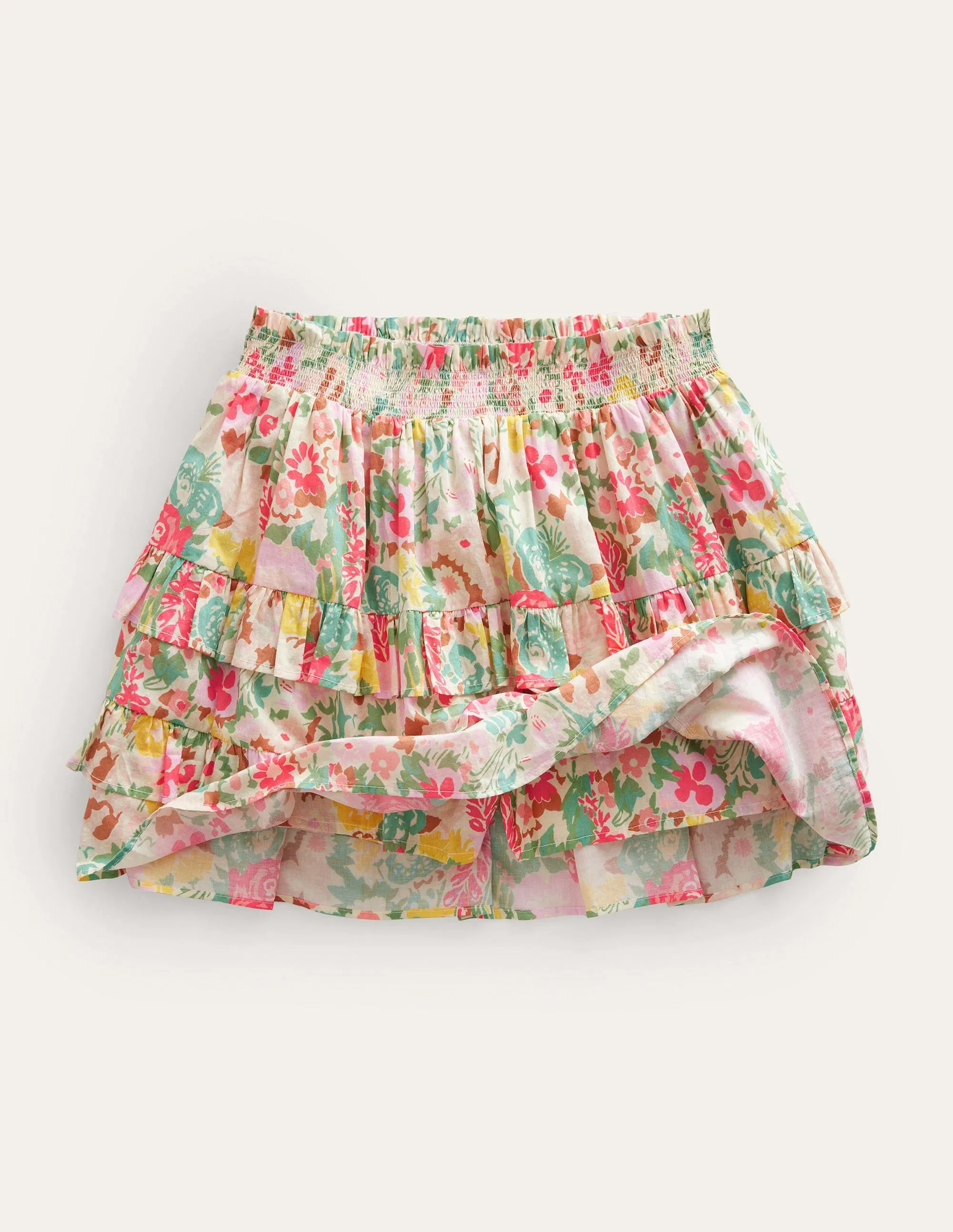 Ruffle Mini Skort-Multi Painterly Floral