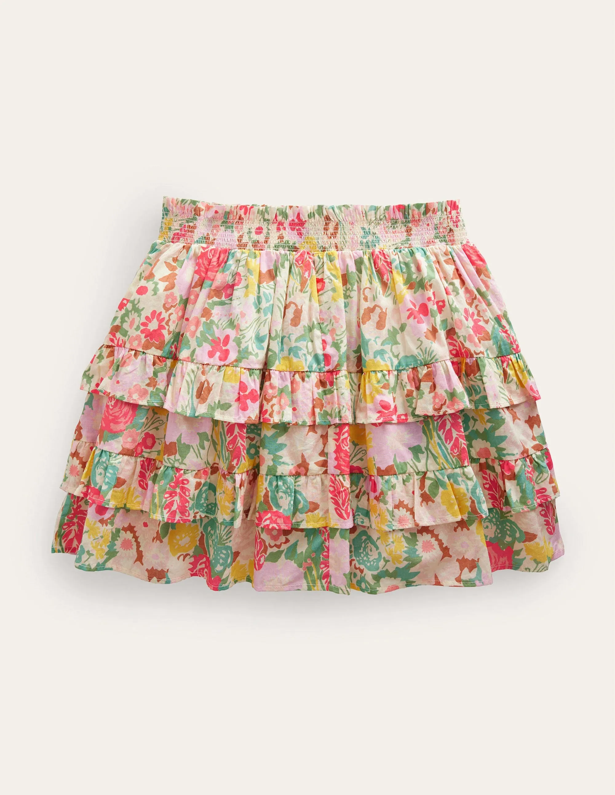 Ruffle Mini Skort-Multi Painterly Floral