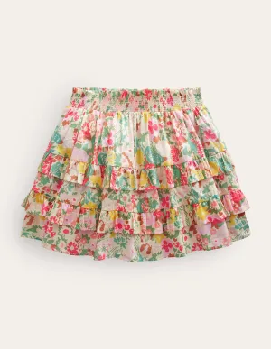 Ruffle Mini Skort-Multi Painterly Floral
