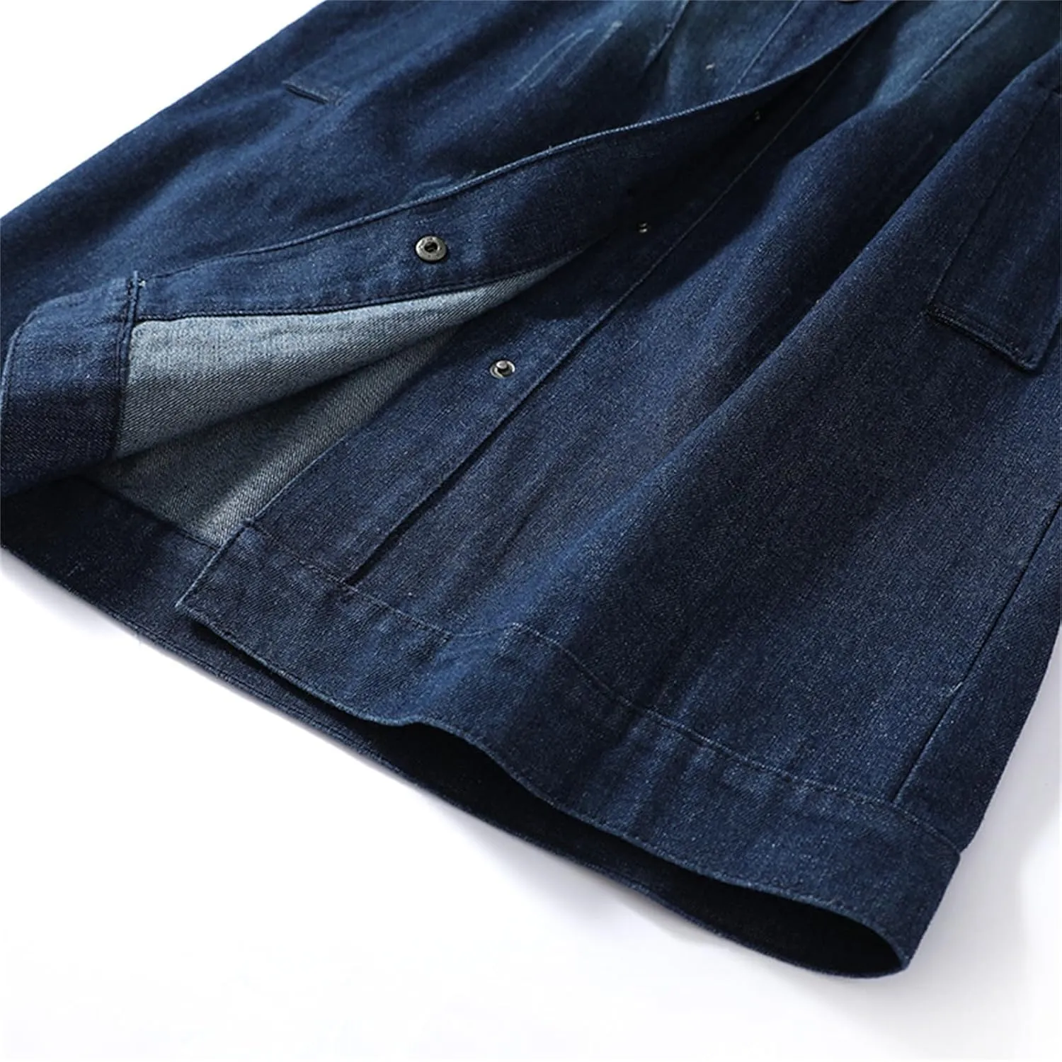 SANGTREE Women's Long Jean Jacket Casual Denim Hoodie Trench Coat