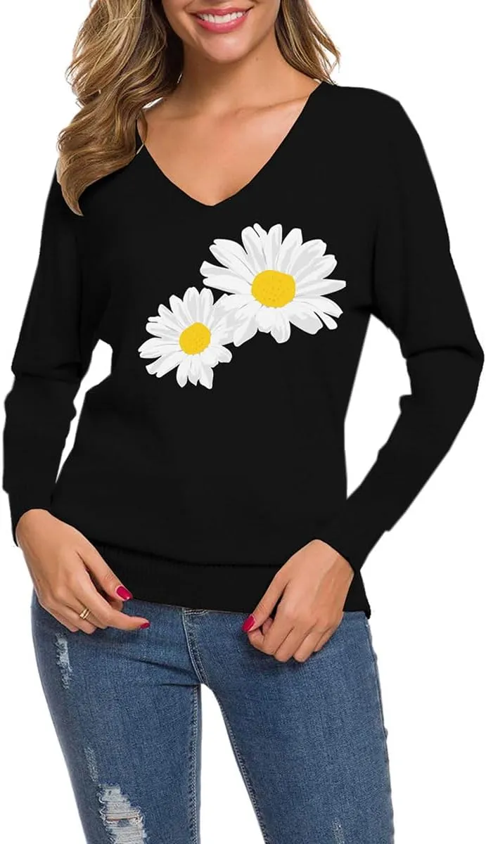 SANGTREE Womens Long Sleeves V Neck Pullover Knitted Sweater