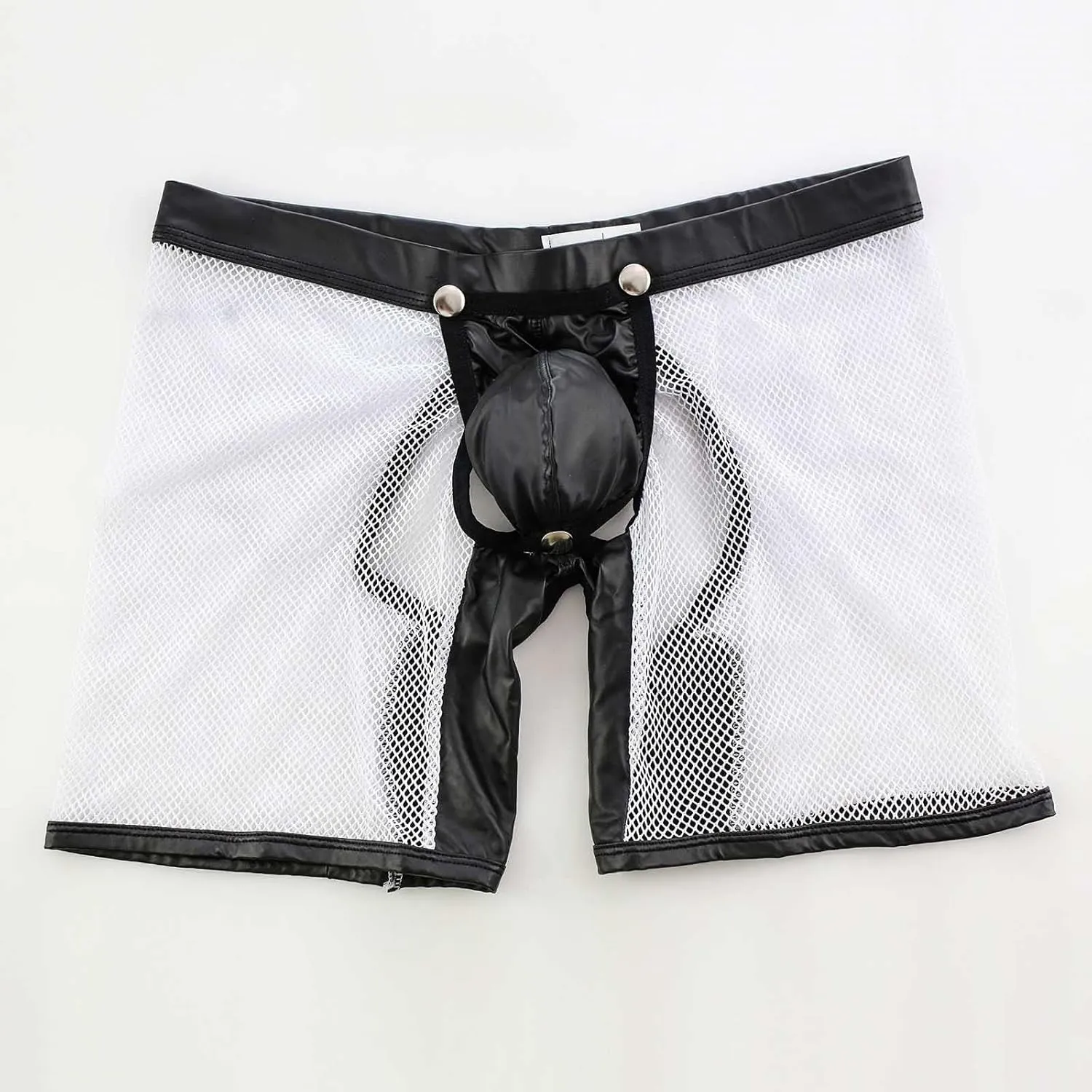 Sexy Underwear for Men See Through Breathable Loose Fit Stretch Mesh Boxer Briefs Removable Pouch Erotic Clubwear