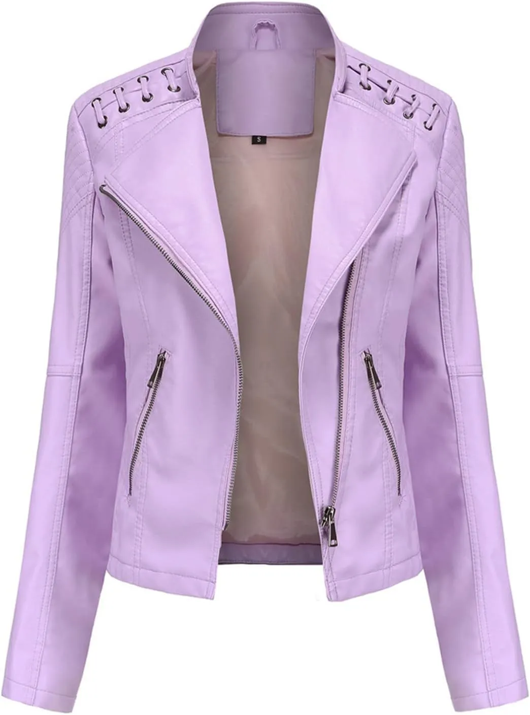 SGASY Women's Faux Leather Motorcycle Jacket Trendy Fall Clothes Oversized Zip Up Winter Coat Outerwear