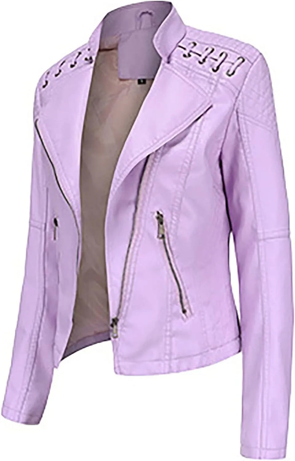 SGASY Women's Faux Leather Motorcycle Jacket Trendy Fall Clothes Oversized Zip Up Winter Coat Outerwear
