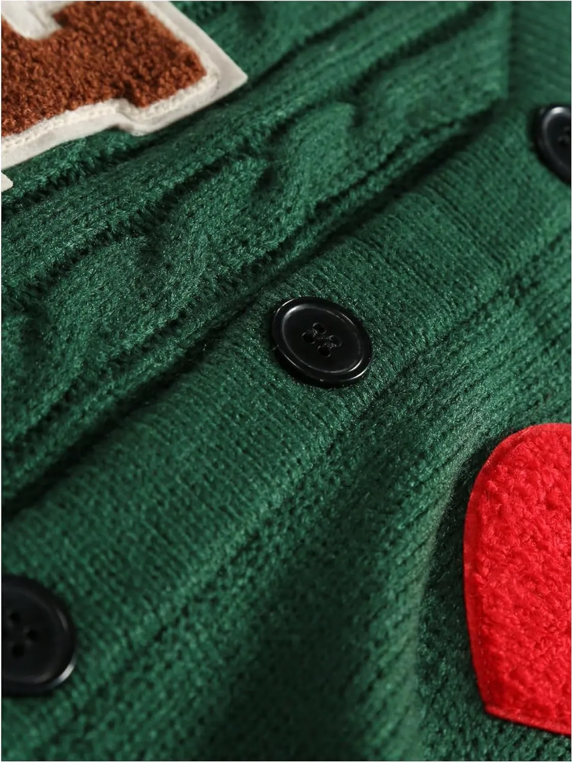 SHENHE Men's Letter Graphic V Neck Button Down Cardigan Vintage Knit Sweater Outerwear