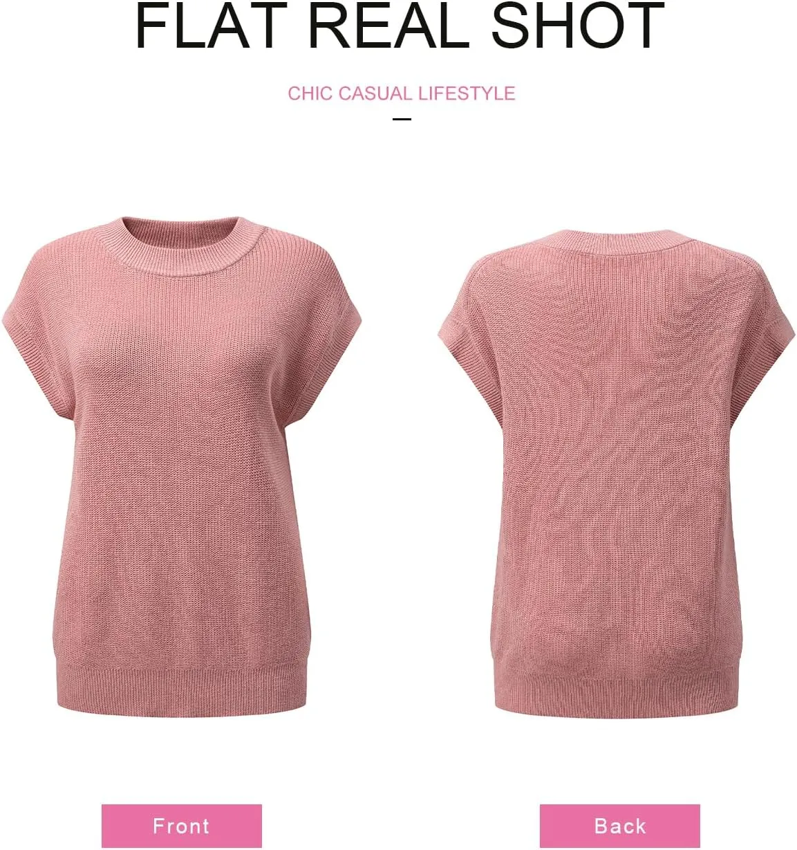 SHEWIN Womens Sweaters Crewneck Short Sleeve Shirts Casual Ribbed Knit Pullover Sweater Loose Tops for Women 2025