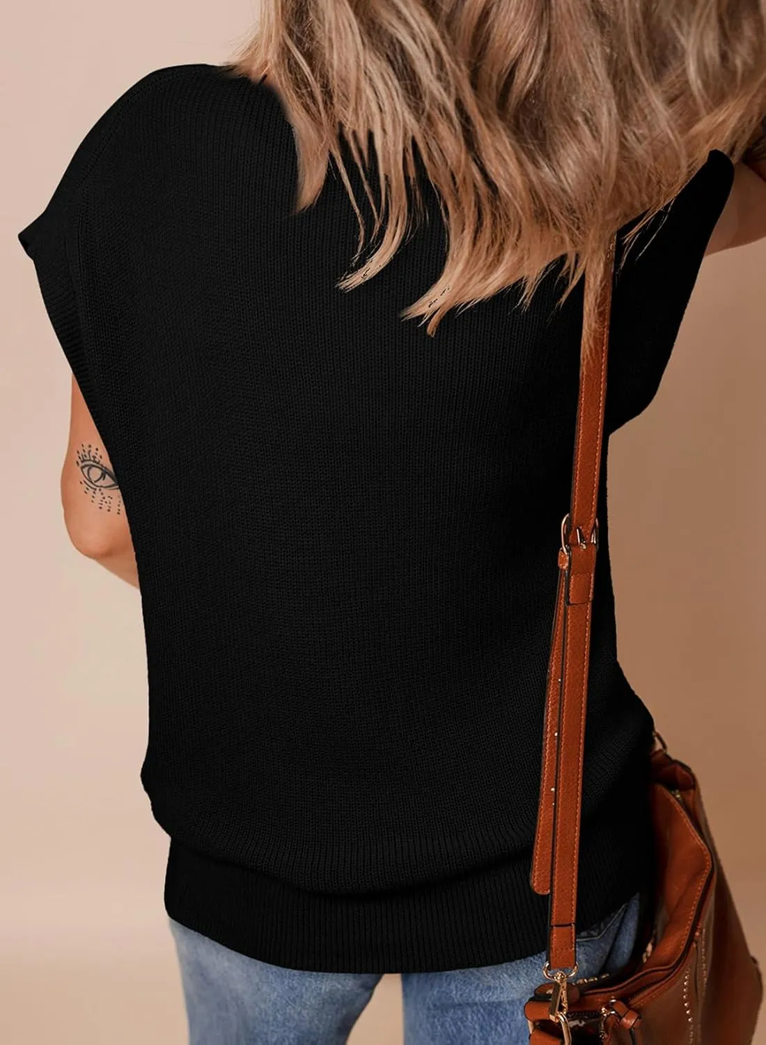 SHEWIN Womens Sweaters Crewneck Short Sleeve Shirts Casual Ribbed Knit Pullover Sweater Loose Tops for Women 2025