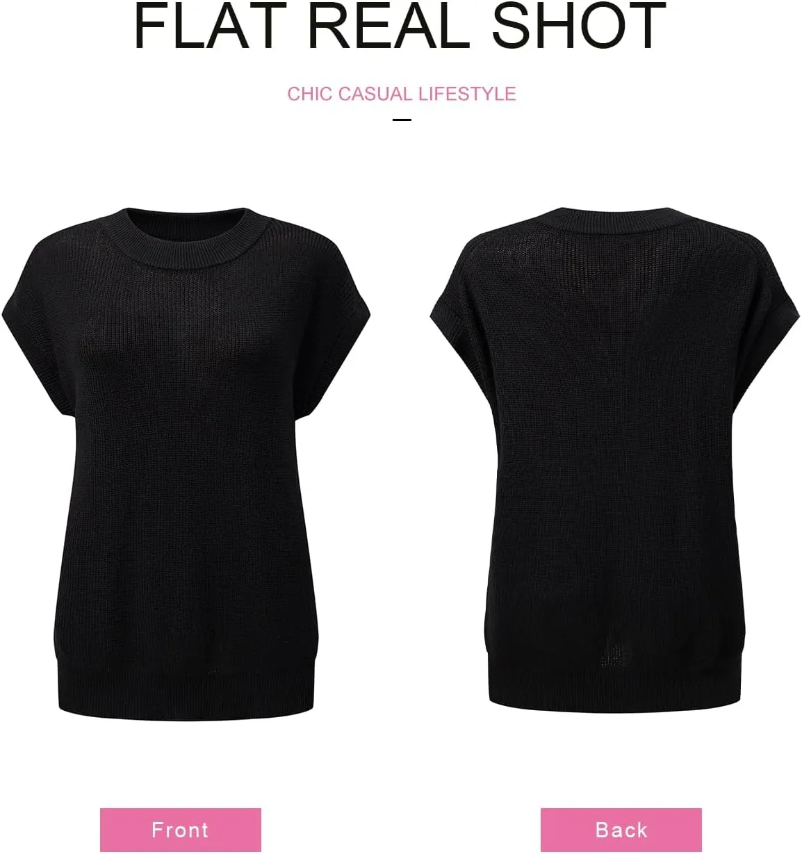 SHEWIN Womens Sweaters Crewneck Short Sleeve Shirts Casual Ribbed Knit Pullover Sweater Loose Tops for Women 2025