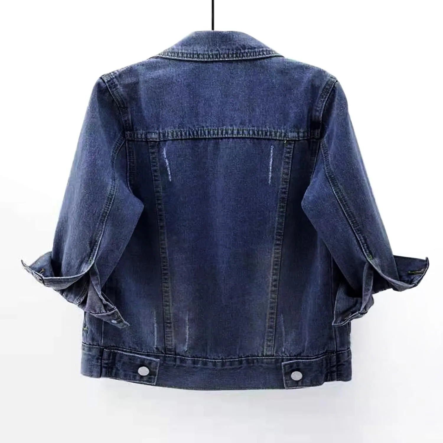 Short Sleeve Denim Jacket for Women Crop Jean Summer Stretch Slim Fit Jean Classic Casual Jackets