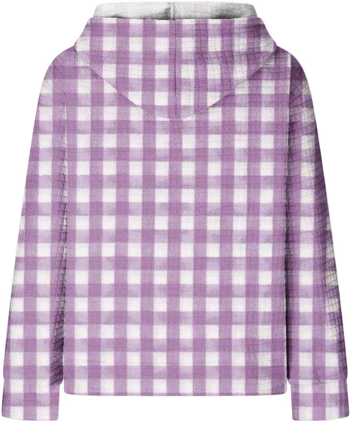 SMIDOW Pliad Waffle Knit Hoodies For Women Fall Fashion 2023 Oversized Drawstring Pullovers Casual Gingham Hooded Sweatshirts