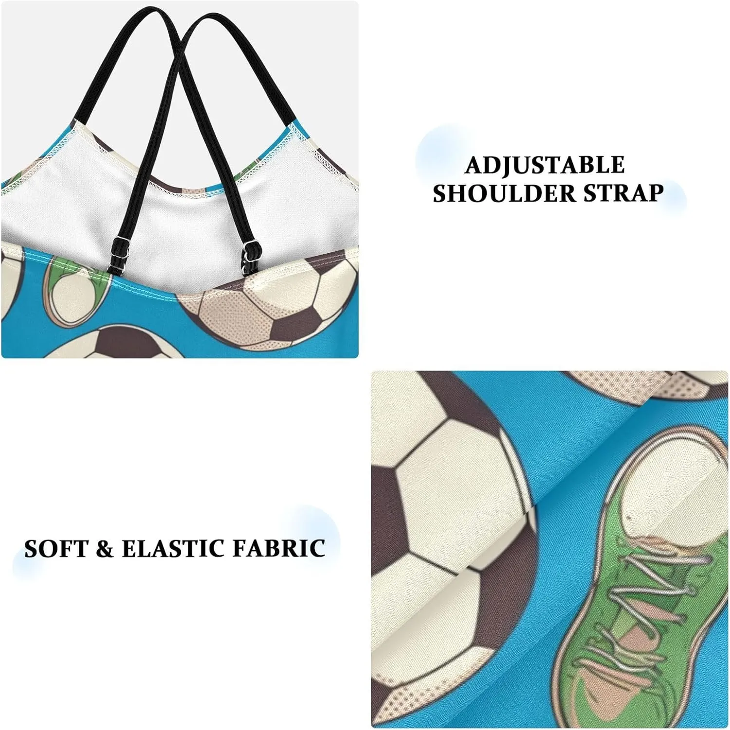 Soccer Girls One Piece Swimsuits Balls Shoes Sport Halter Swimwear Beach Bathing Suit 3T