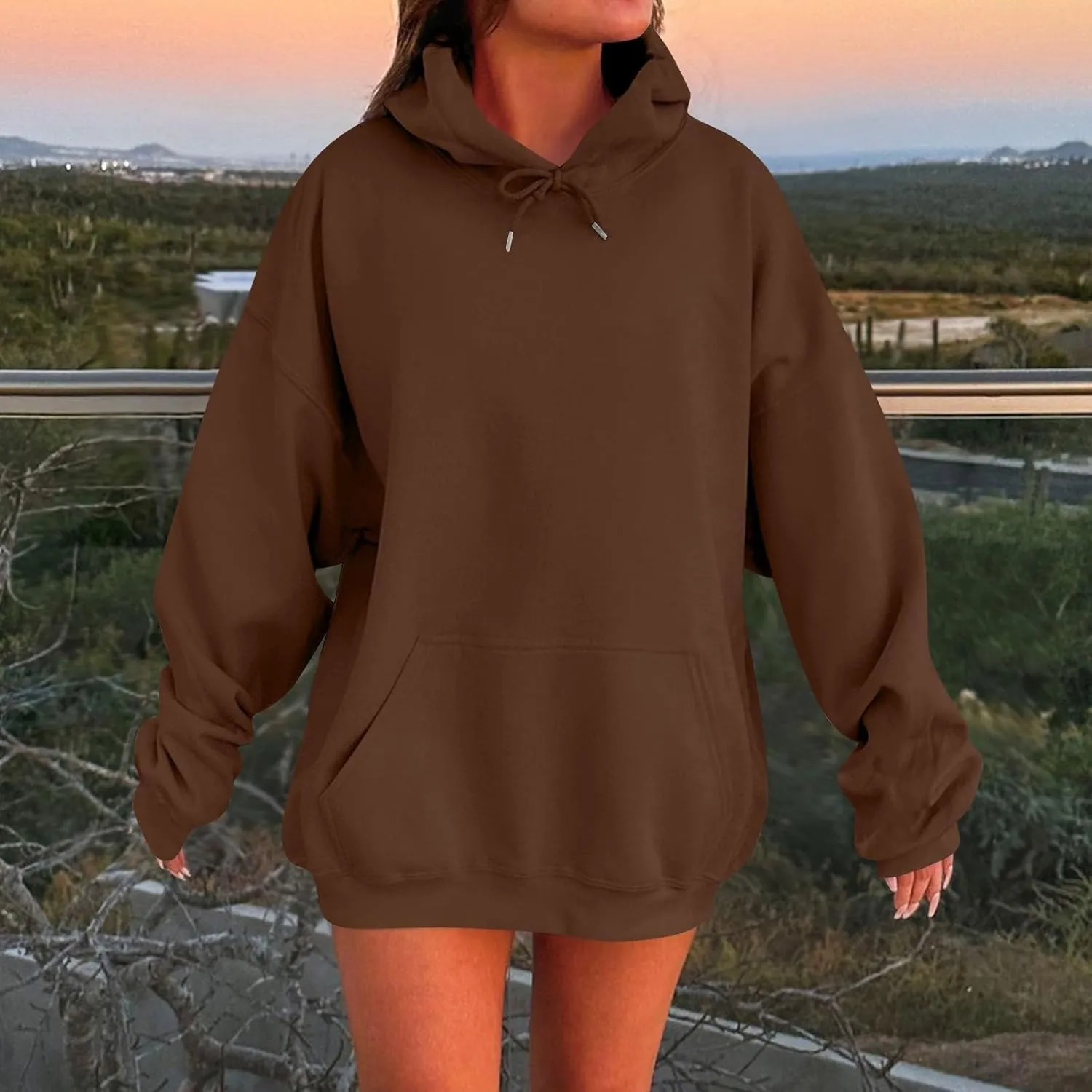 Solid Color Hoodies for Women Oversized Sweatshirts Long Sleeve Drawstring Pullover 2024 Fall Outfits with Pockets