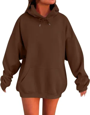 Solid Color Hoodies for Women Oversized Sweatshirts Long Sleeve Drawstring Pullover 2024 Fall Outfits with Pockets