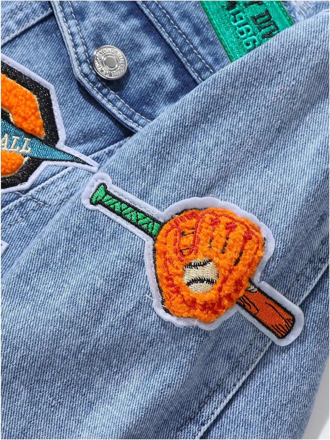 SOLY HUX Boy's Denim Jacket Button Down Ripped Graphic Long Sleeve Vintage Streetwear Outerwear