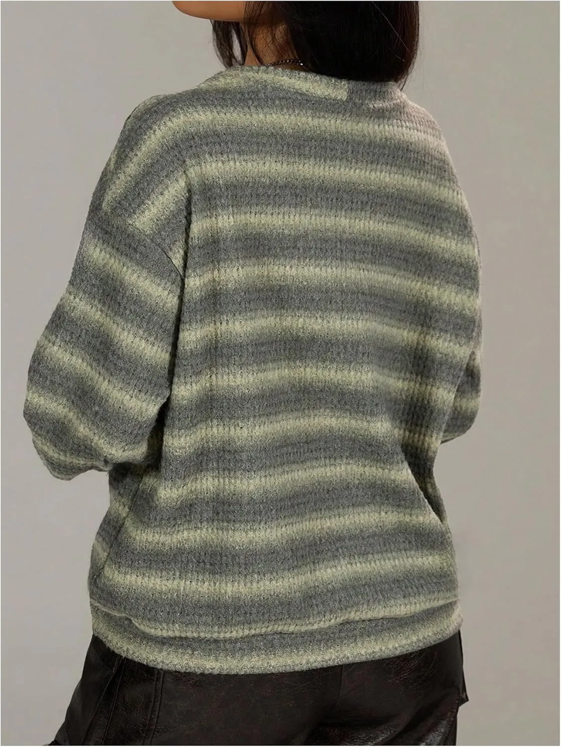 SOLY HUX Striped Cardigan Sweaters for Women Button Down V Neck Drop Shoulder Long Sleeve Knit Cardigans