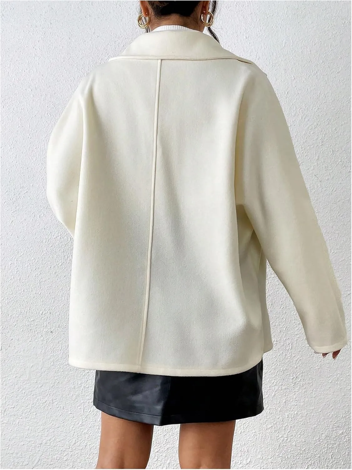 SOLY HUX Women's Trench Coat Long Sleeve Double Breasted Lapel Casual Jackets Winter Outerwear
