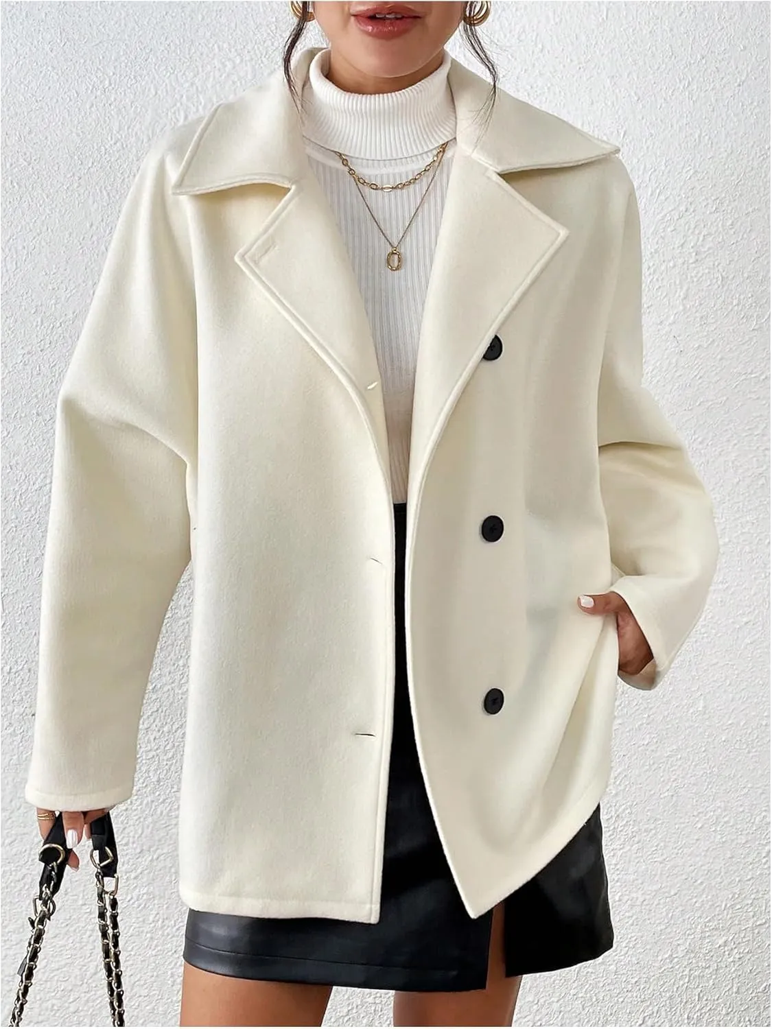SOLY HUX Women's Trench Coat Long Sleeve Double Breasted Lapel Casual Jackets Winter Outerwear