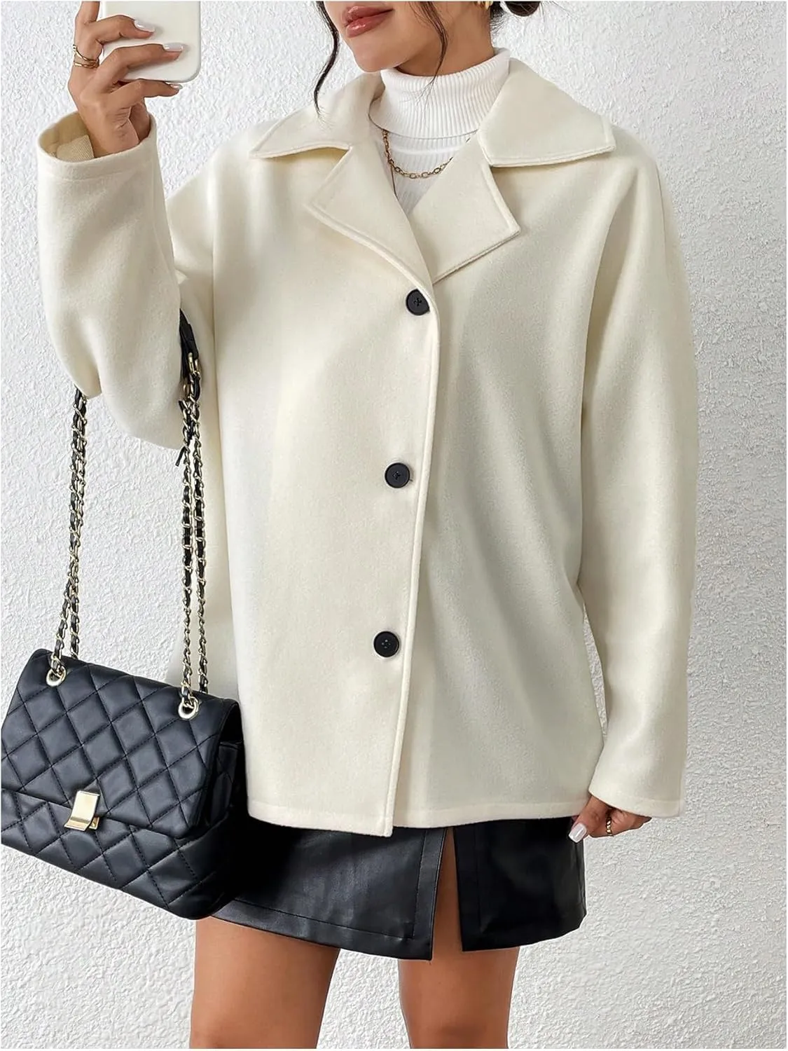SOLY HUX Women's Trench Coat Long Sleeve Double Breasted Lapel Casual Jackets Winter Outerwear