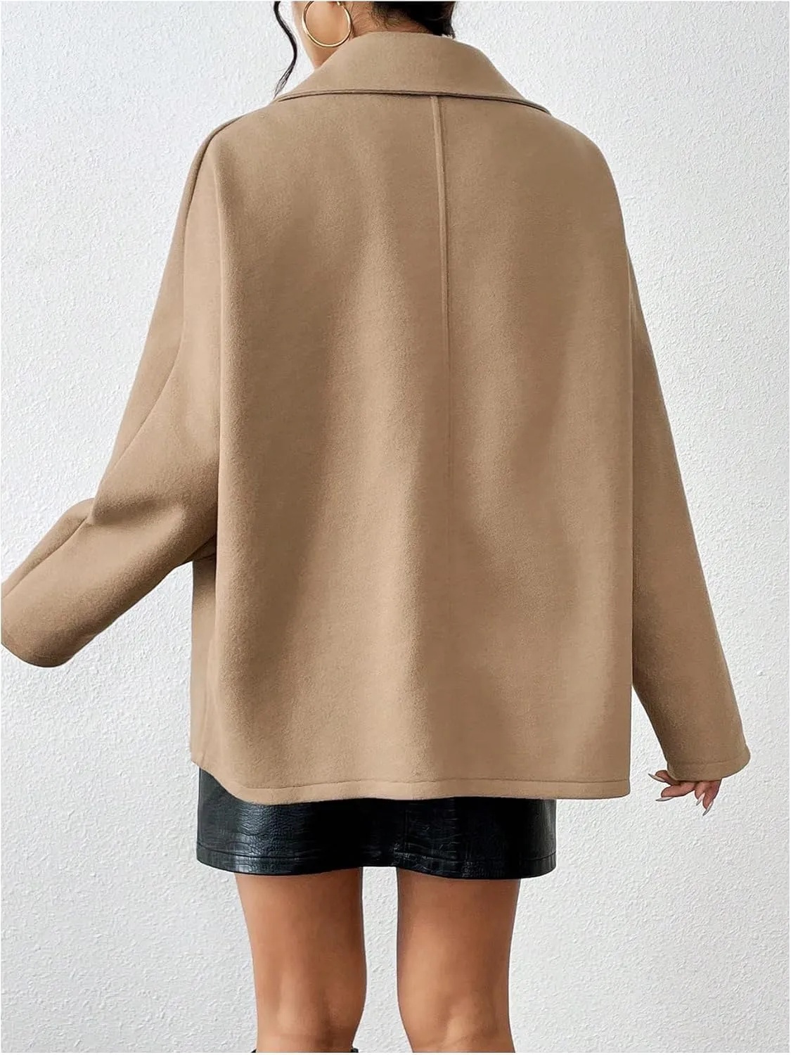 SOLY HUX Women's Trench Coat Long Sleeve Double Breasted Lapel Casual Jackets Winter Outerwear