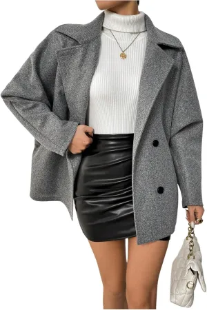 SOLY HUX Women's Trench Coat Long Sleeve Double Breasted Lapel Casual Jackets Winter Outerwear