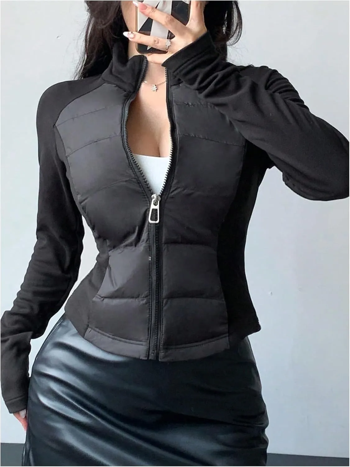 SOLY HUX Women's Zip Up Jacket Lightweight Puffer Coat Lined Thermal Winter Fall Outerwear