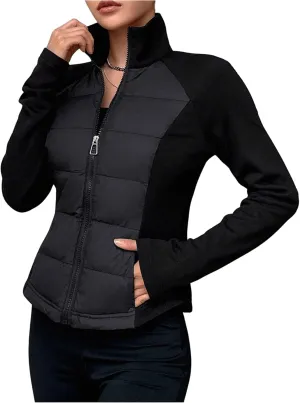 SOLY HUX Women's Zip Up Jacket Lightweight Puffer Coat Lined Thermal Winter Fall Outerwear