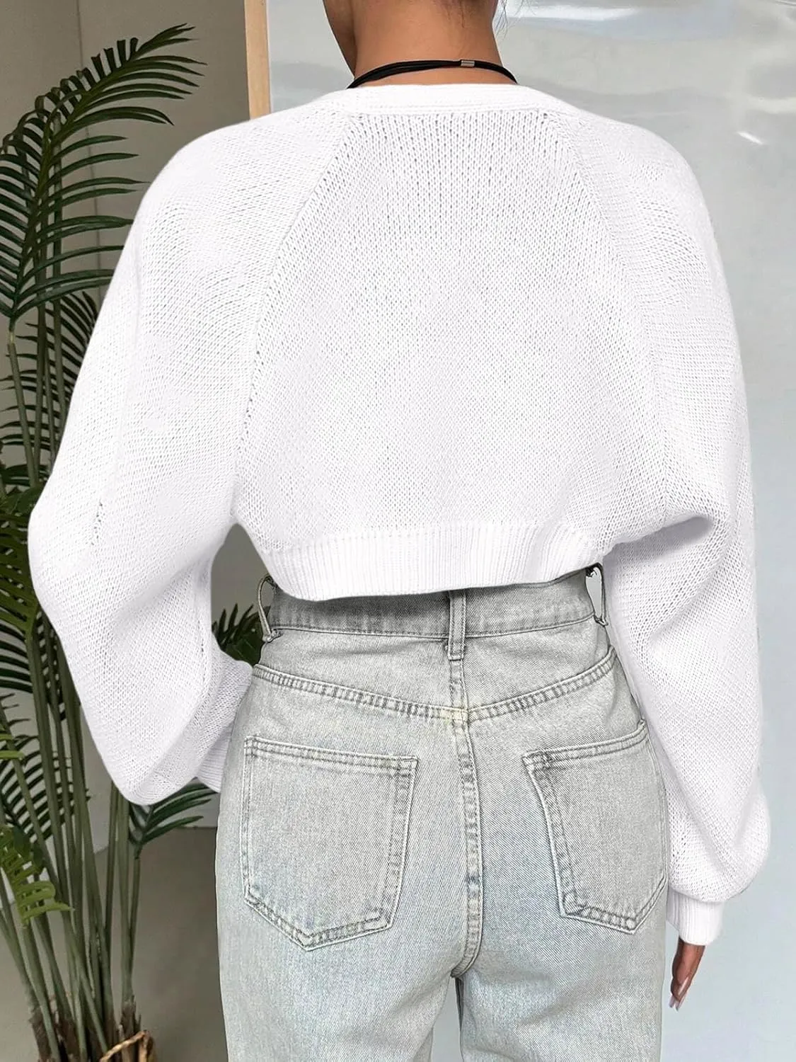 SPR&JOY Womens Bolero Shrug Sweaters, Knitted Open Front Long Sleeve Cropped Tops, Solid Cute Sexy Casual Fashion Cardigans