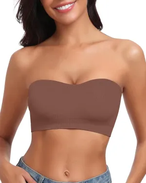 Strapless Bra for Women Bandeau Bras Seamless Wireless Padded Bandeau Top Non-Slip Tube Top