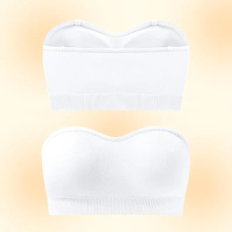 Strapless Bra for Women Non-Slip Silicone Padded Bandeau Wireless Tube Top Bras Seamless Support Lift Bralette