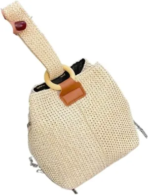 Straw Bag Versatile Crossbody Bucket Bag Fresh Handbag Woven Bag Forest Beach Straw Bag Women Woven Shoulder Bag