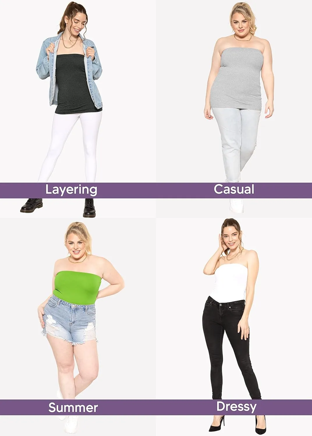 STRETCH IS COMFORT Women's & Plus Mid and Long Length Tube Top | X Small - 5X