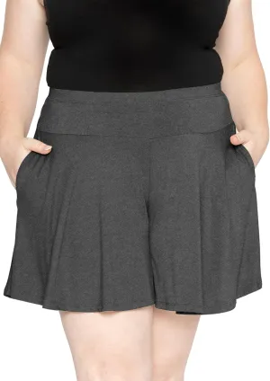 STRETCH IS COMFORT Womens and Plus Size Flowy Wide Leg Shorts with Pockets | S-5X