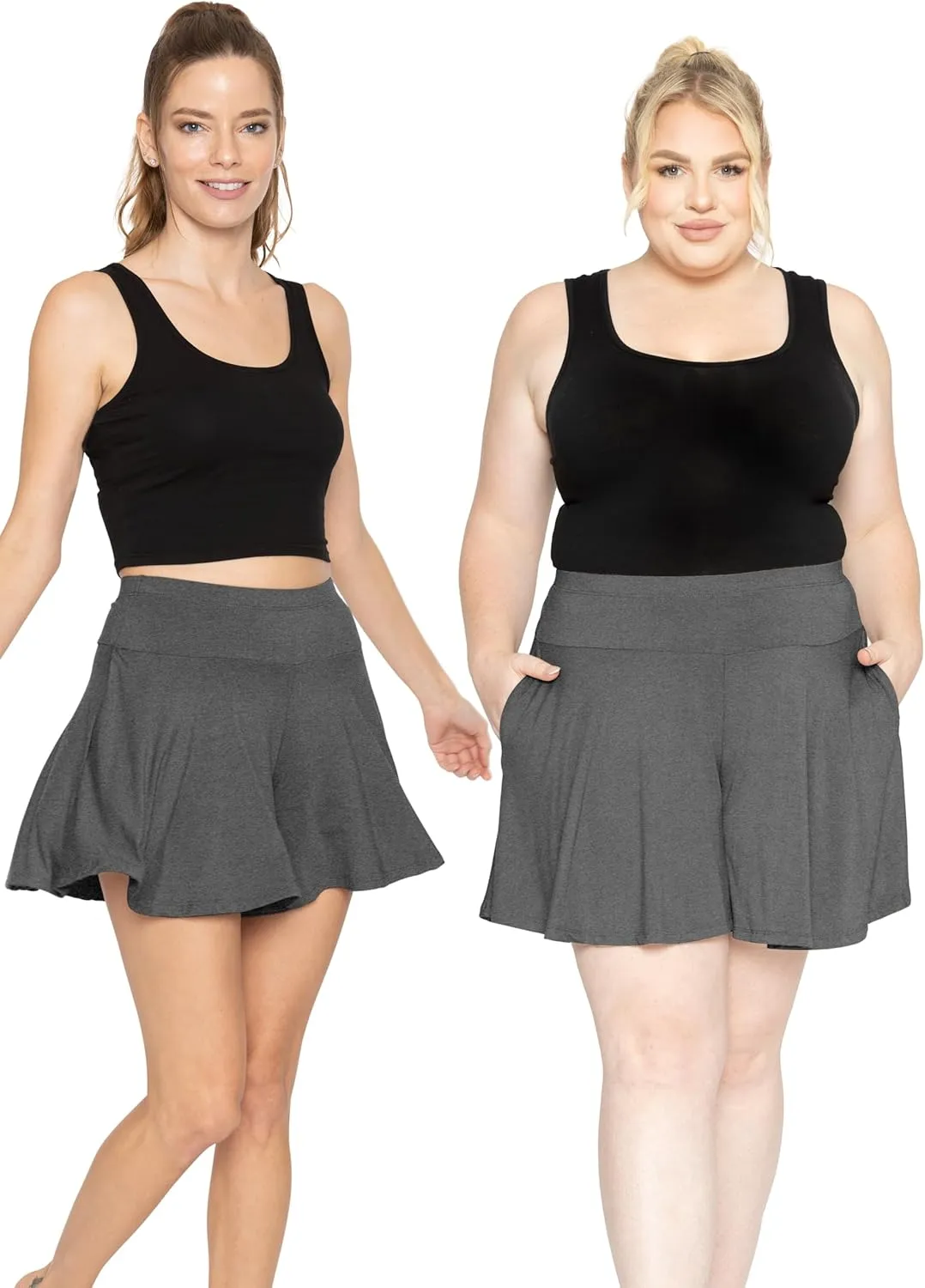 STRETCH IS COMFORT Womens and Plus Size Flowy Wide Leg Shorts with Pockets | S-5X