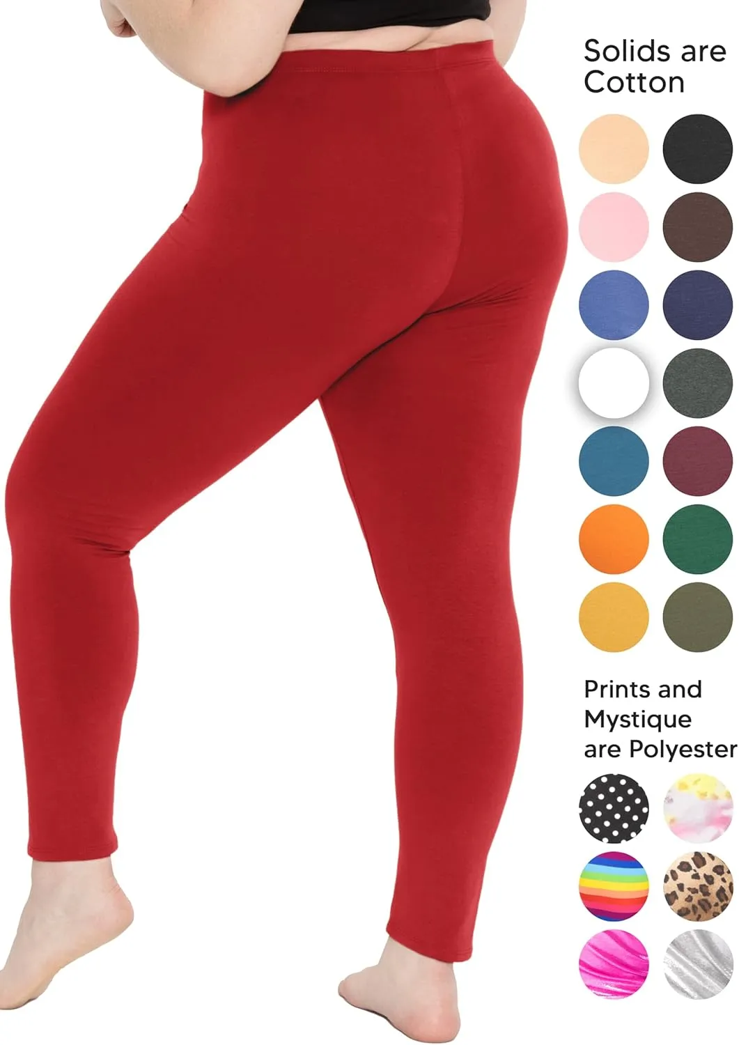 STRETCH IS COMFORT Women's Plus Size Knee & Full Length Cotton Leggings | X-Large - 7X