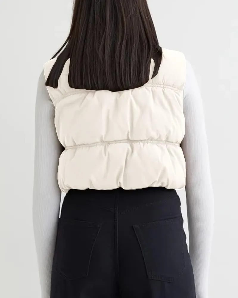 SySea Women's Crop Puffer Vest Winter Zip Up Lightweight Sleeveless Warm Outerwear Padded Coat