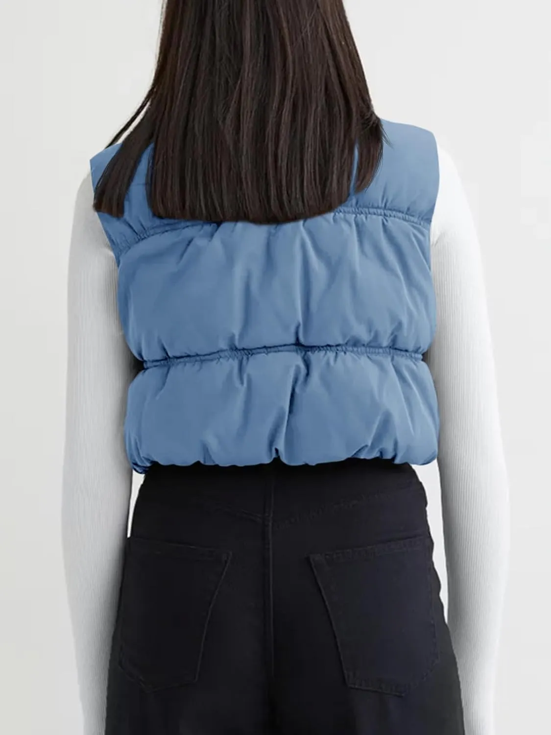 SySea Women's Crop Puffer Vest Winter Zip Up Lightweight Sleeveless Warm Outerwear Padded Coat