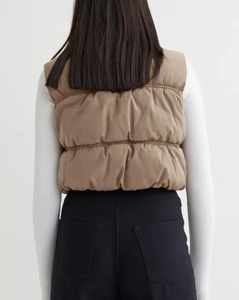 SySea Women's Crop Puffer Vest Winter Zip Up Lightweight Sleeveless Warm Outerwear Padded Coat