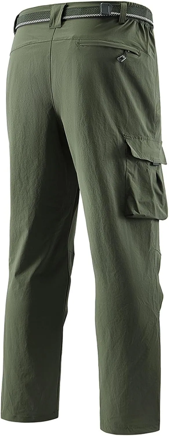 Tactical Pants for Men Stretch Ripstop Waterproof Elastic Waist Cargo Hiking Pants Comfy Work Pant Travel with Pockets