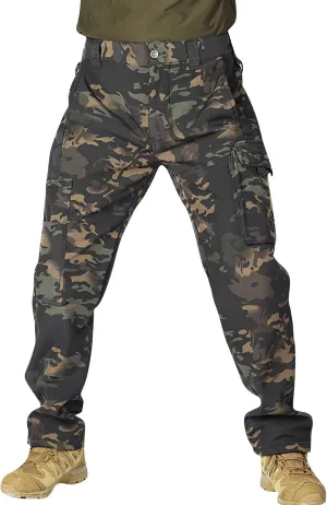 Tactical Pants for Men Stretch Ripstop Waterproof Utility Cargo Hiking Pants Comfy Work Pant Travel with Pockets